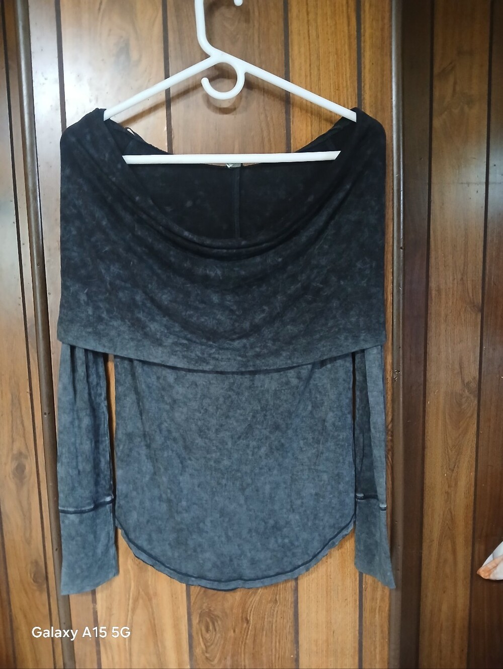 We The Free Washed Black Off-Shoulder Top